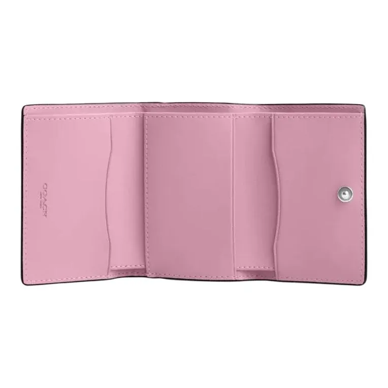 COACH Micro Leather Wallet Mini Women's Silver & Tulip Color-1
