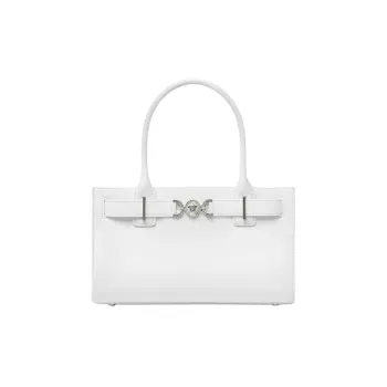 VERSACE Medusa '95 Cow Leather Tote Bag, Shopping Bag, Handbag Medium Size Women's White