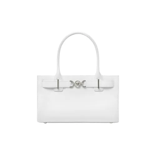 VERSACE Medusa '95 Cow Leather Tote Bag Shopping Bag Handbag Medium Size Women's White