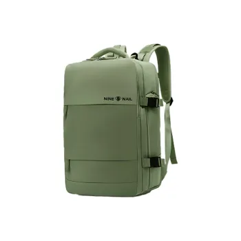 NINE NAIL Water-Repellent Nylon Backpack Unisex Forest Green Black