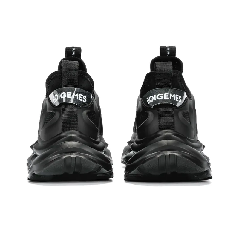 BOIGEMES Low Top Chunky Sneakers Men's Black-3