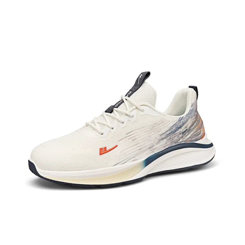 Warrior Cushioning Wear Resistant Low Top Running Shoes Men's White Dark Blue-1