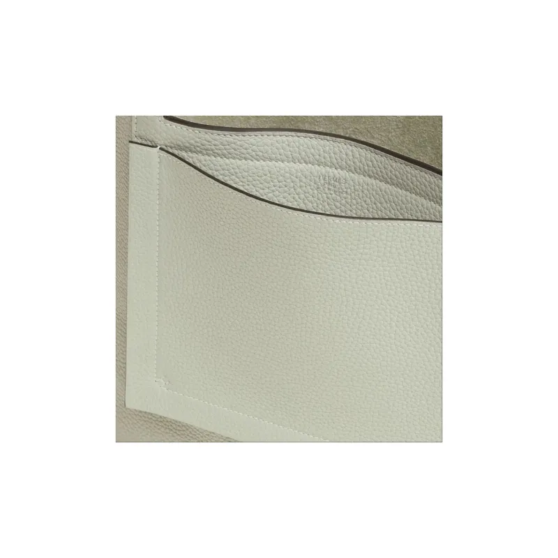 HERMES Cabasellier Calfskin Tote Bag Shopping Bag Shoulder Bag Handbag Women's 0W Gray Snow Ice Crystal Gray-3