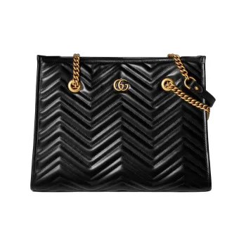 GUCCI GG Marmont Leather Tote Bag Shopping Bag Handbag Shoulder Bag Women's Black