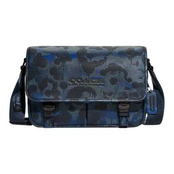 COACH League Cow Leather Shoulder Bag Crossbody Bag Large Size Men's Blue & Black