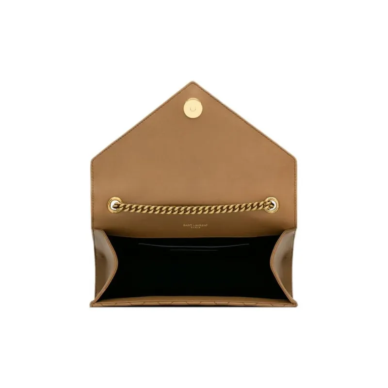 SAINT LAURENT Sheepskin Envelope Bag, Crossbody Bag, Shoulder Bag Trumpets Women's Dark Cork-6