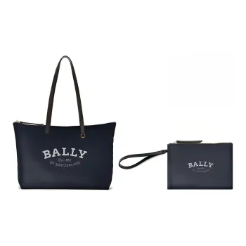 BALLY Nylon Combo Bag Handbag Shoulder Bag Women's Dark Blue