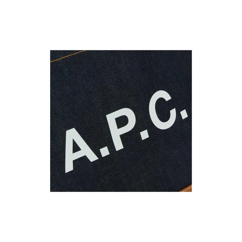 A.P.C Axel Logo Printed Denim Tote Bag-4