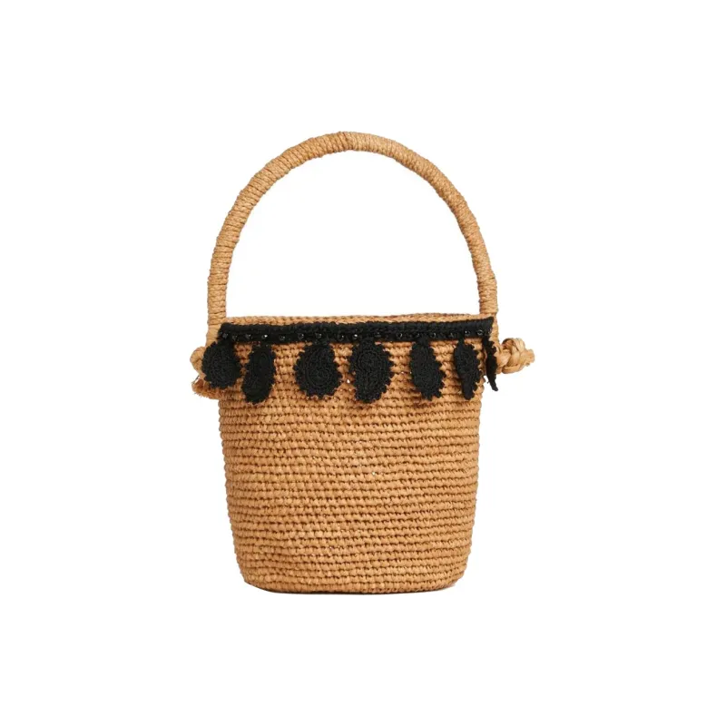 Alanui Paisley appliqué Raffia Basket Bag-0