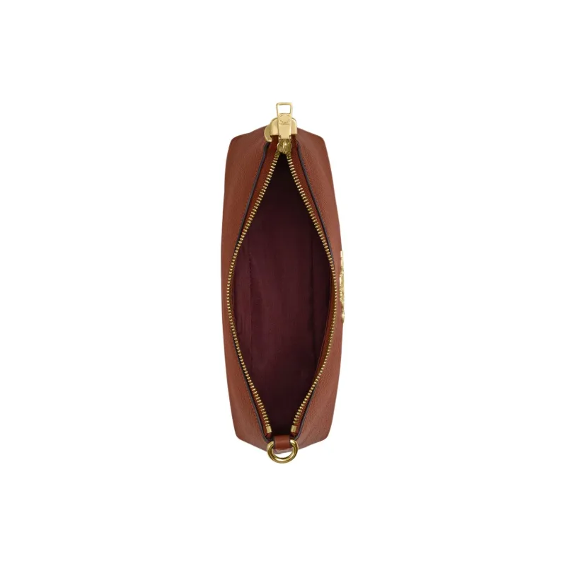 COACH Charlotte Refined Pebbled Leather Baguette Bag Handbag, Shoulder Bag Women's Gold & Redwood Multicolor-2