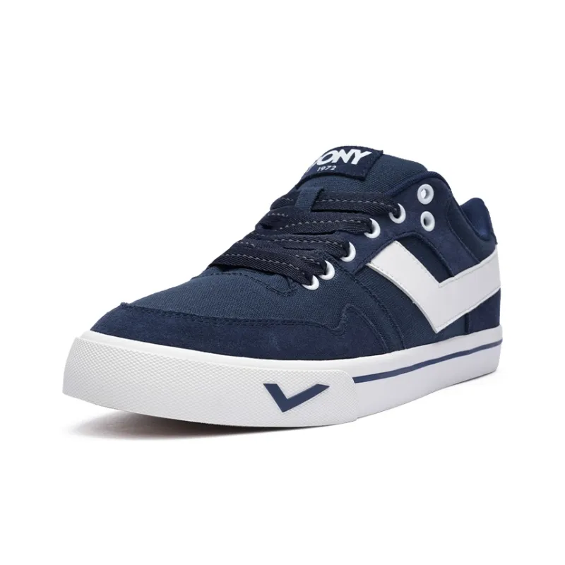 PONY Atop Wrapping Anti Slip Shock Absorbing And Wear Resistant Low Top Skateboard Shoes Men's Blue White-1