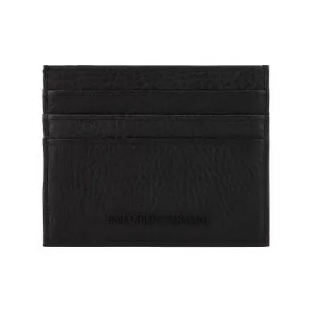 EMPORIO ARMANI Calfskin Card Holder, Wallet Men's Black
