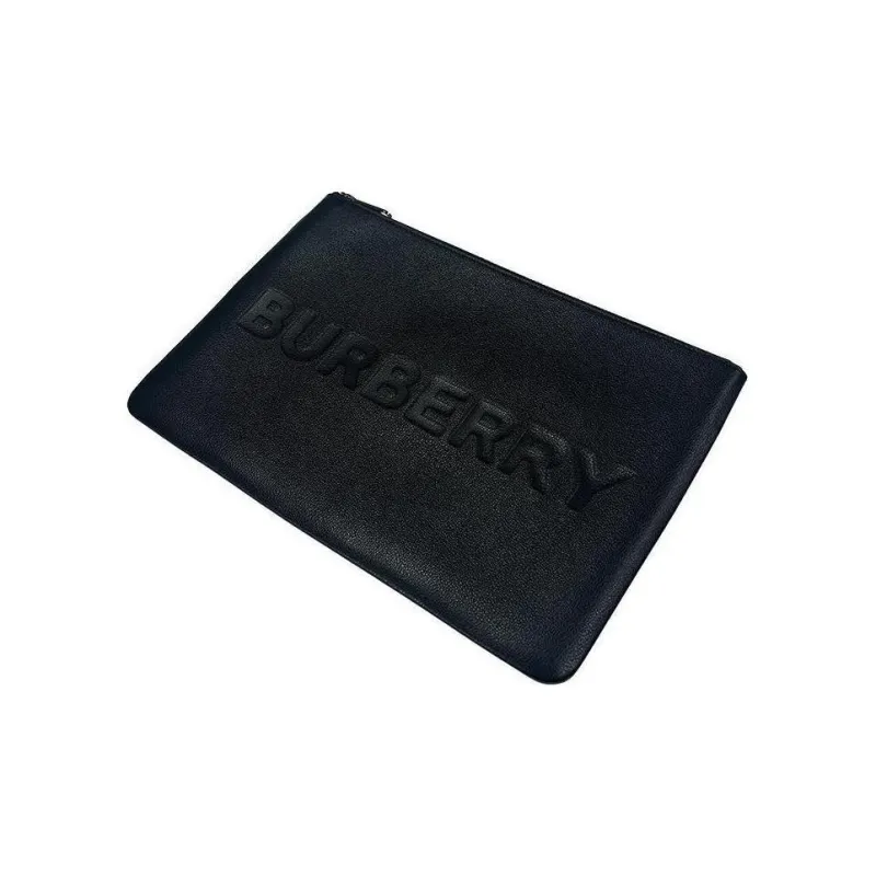 Burberry Embossed Leather Pouch Black-1