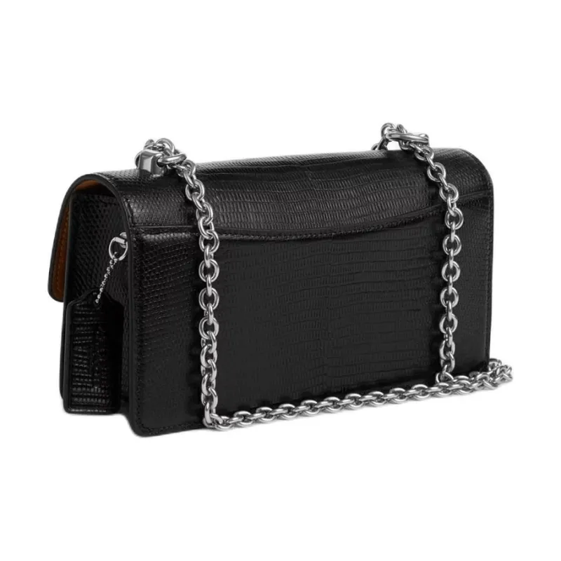 COACH Eliza Leather Shoulder Bag Crossbody Bag Small Size Women's Silver & Black-1