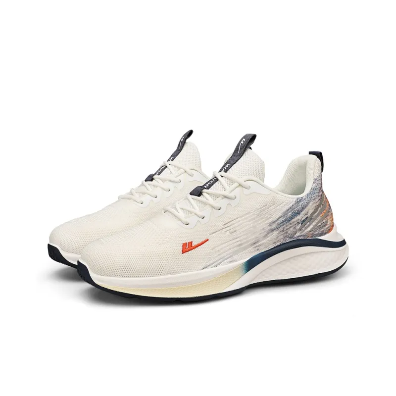 Warrior Cushioning Wear Resistant Low Top Running Shoes Men's White Dark Blue-2
