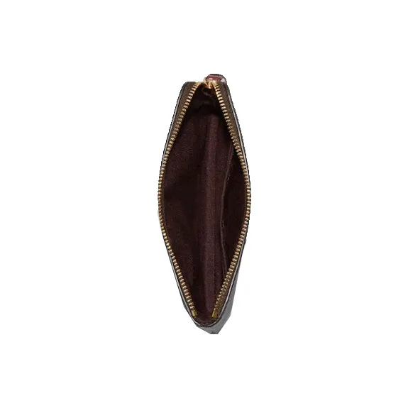 COACH Corner Zip Canvas With Leather Clutch Wrist Bag Trumpets Women's Brown/Burgundy Multicolor-2