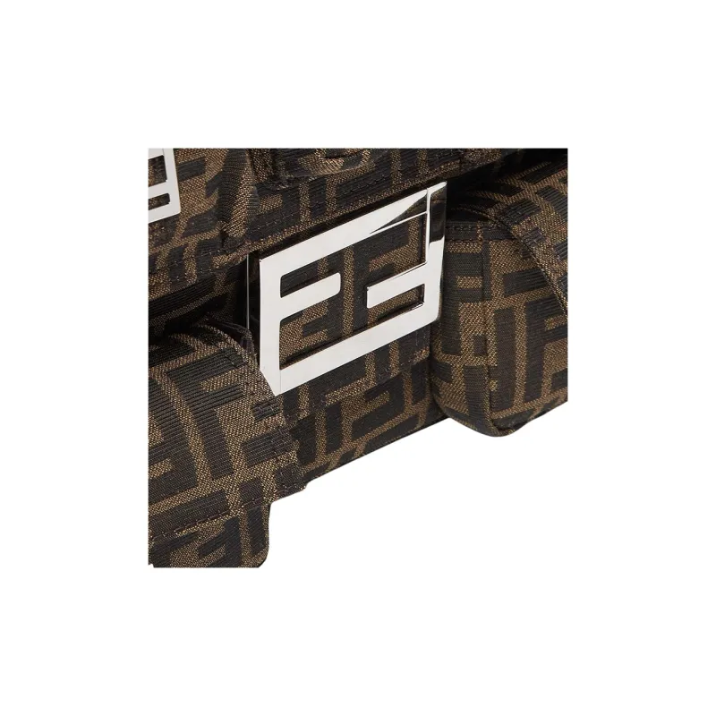 FENDI Baguette Jacquard Fabric Portable Crossbody Bag Shoulder Bag Men's Brown-4