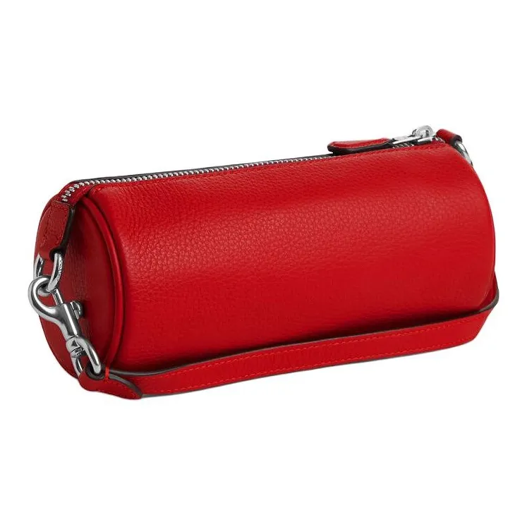 COACH Nolita Leather Handbag, Shoulder Bag Trumpets Women's Silver & Bright Red-1