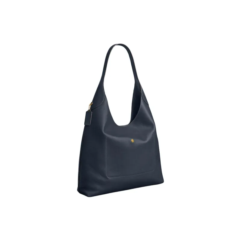COACH Brooklyn Natural Grain Leather Hobo Bag, Handbag, Shoulder Bag Large Size Women's Brass Panel Denim-1