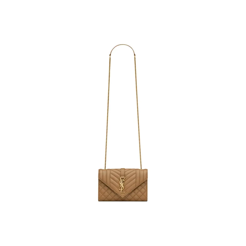 SAINT LAURENT Sheepskin Envelope Bag, Crossbody Bag, Shoulder Bag Trumpets Women's Dark Cork-1
