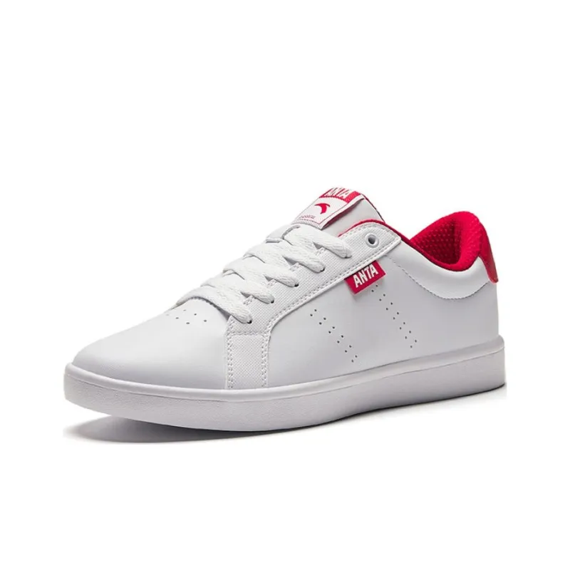 Anta Anti Slip Wear Resistant Low Top Skateboard Shoes Men's White Red-1