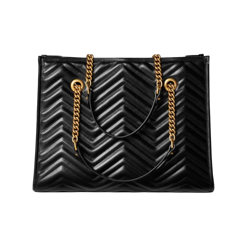 GUCCI GG Marmont Leather Tote Bag Shopping Bag Handbag Shoulder Bag Women's Black-2