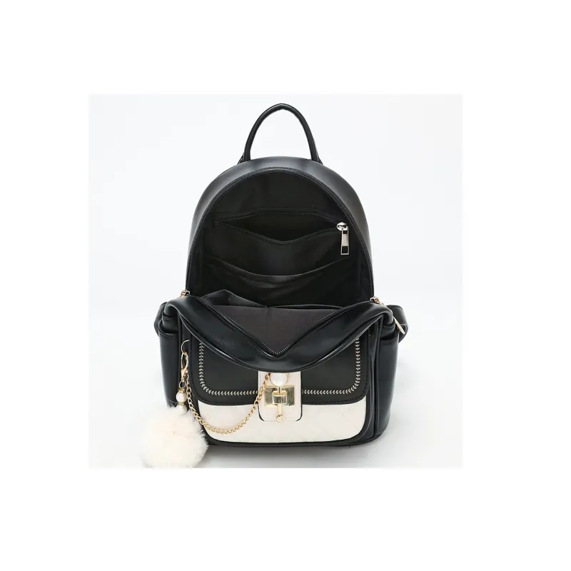 Weymond PU Leather Backpack Regular Women's Black/White/Pink/Green-8