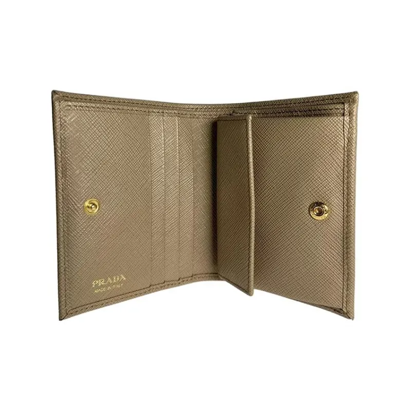 PRADA Leather Wallet Women's Camel-4