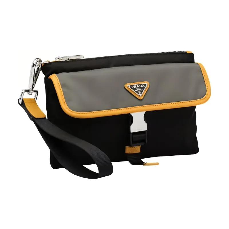 PRADA Nylon Clutch Men's Black/Yellow-1
