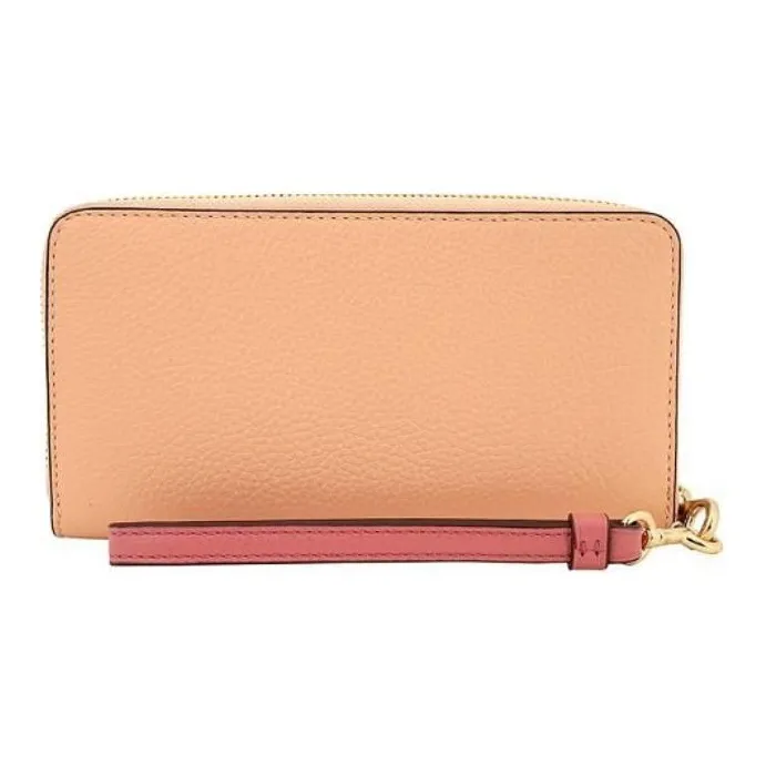 COACH Refined Pebble Leather Wallet Women's Orange Pink-4