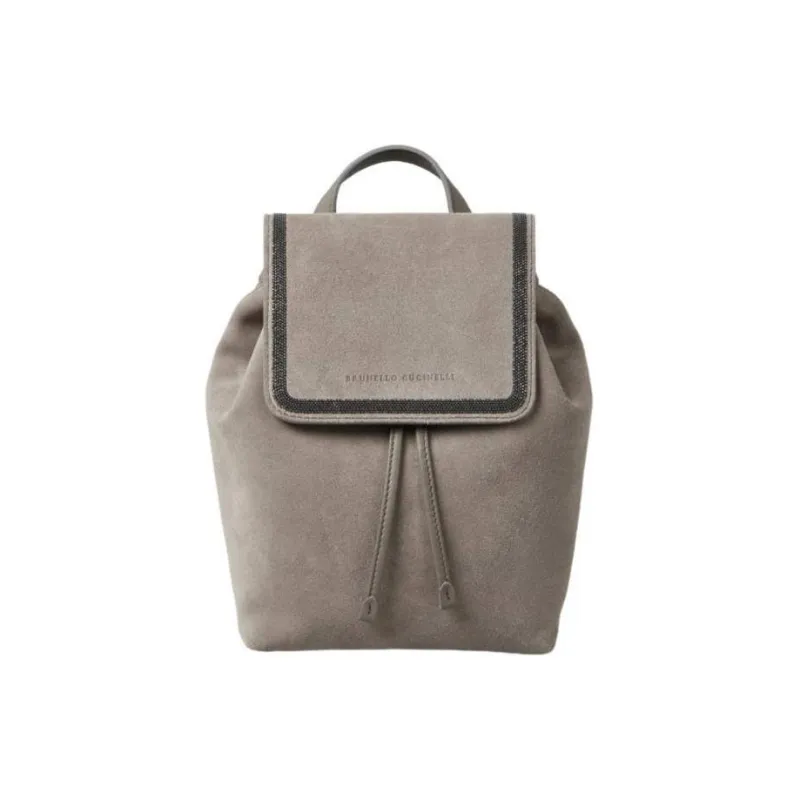 Brunello Cucinelli Monili-chain Suede Backpack-0