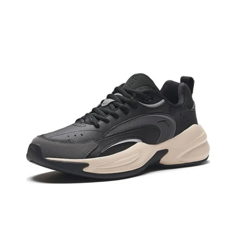 Anta ACE Anti Slip Wear Resistant Low Top Chunky Sneakers Men's Black Gray-1