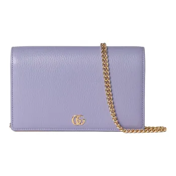 GUCCI GG Marmont Leather Shoulder Bag Crossbody Bag Mini Women's Light Purple
