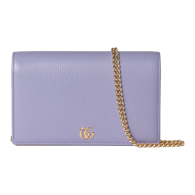 GUCCI GG Marmont Leather Shoulder Bag Crossbody Bag Mini Women's Light Purple-0