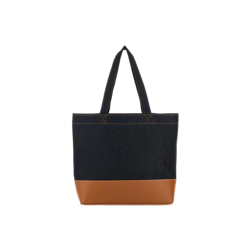 A.P.C Axel Logo Printed Denim Tote Bag-3