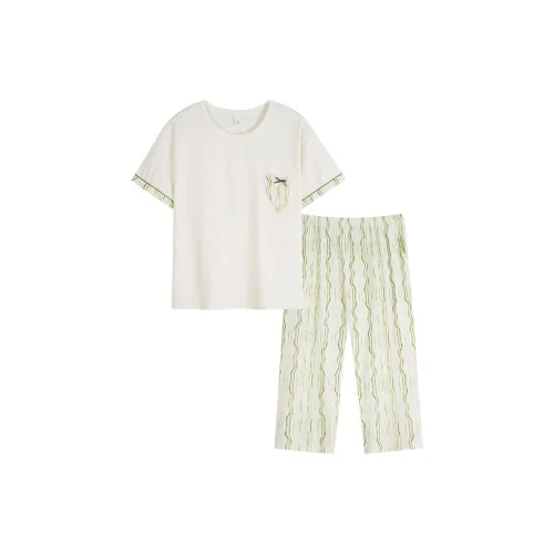 Sha Qian Pajama Set Summer Women's Fruit Green