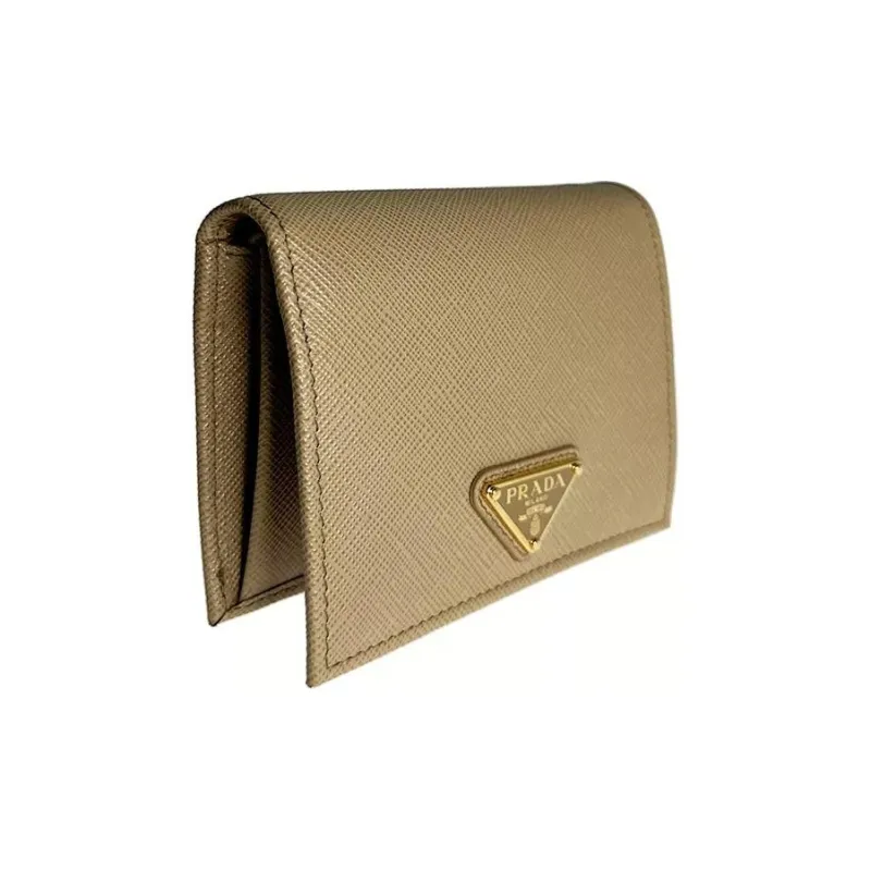 PRADA Leather Wallet Women's Camel-3