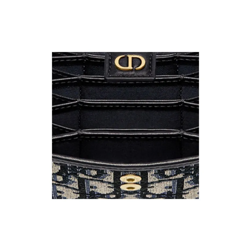 DIOR 30 Montaigne Leather Card Holder Unisex Blue-5