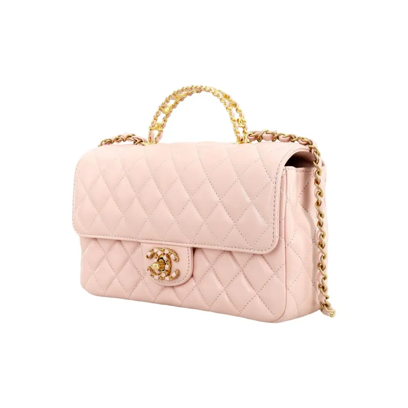 CHANEL Classic Flap CF Sheepskin Flap Bag, Shoulder Bag, Crossbody Bag Trumpets Women's Cherry Blossom Pink-1