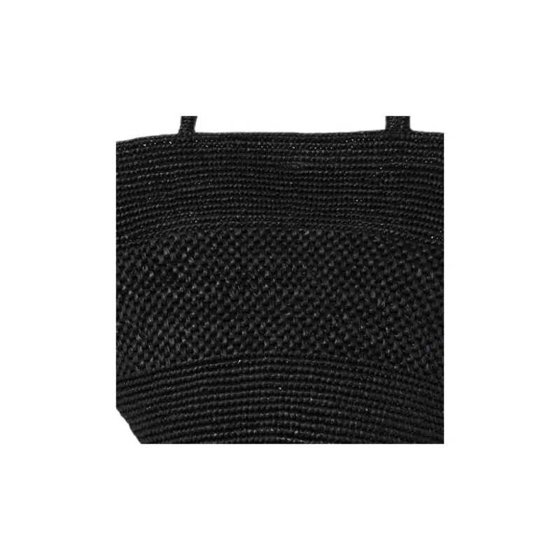 THE ROW Raffia Fiber Basket Handbag Women's Black-3