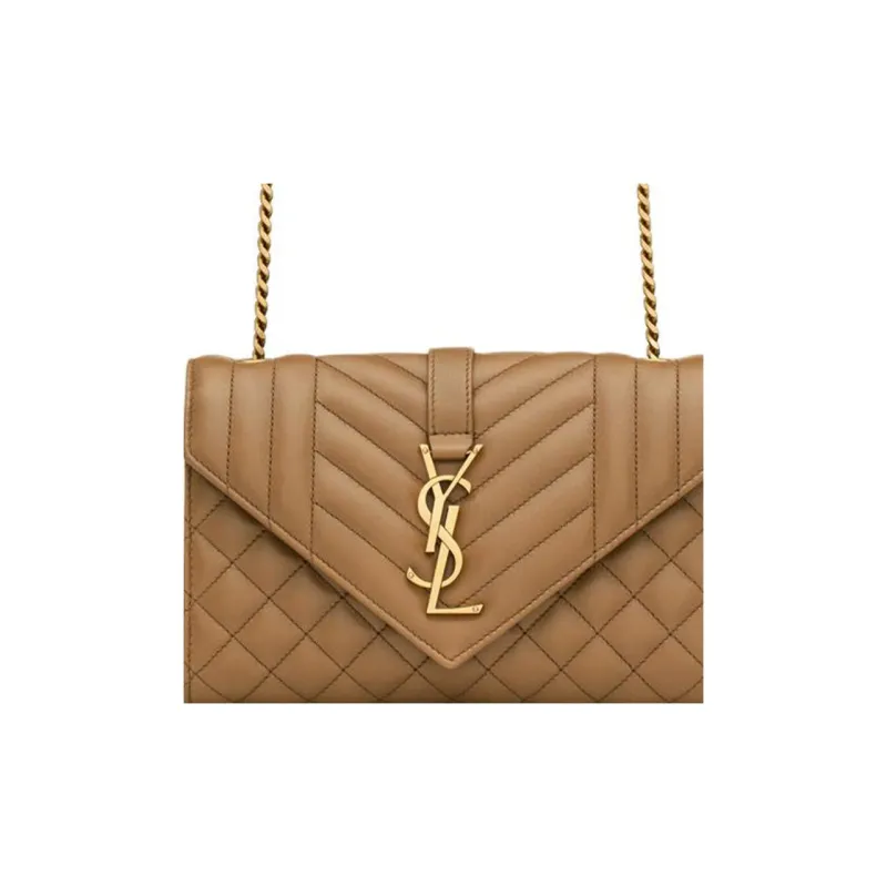 SAINT LAURENT Sheepskin Envelope Bag, Crossbody Bag, Shoulder Bag Trumpets Women's Dark Cork-7