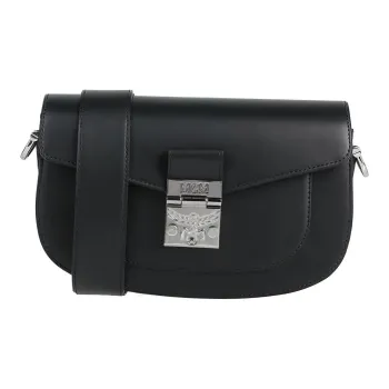 MCM Patricia Visetos Cowhide Leather Shoulder Bag, Crossbody Bag Women's Black