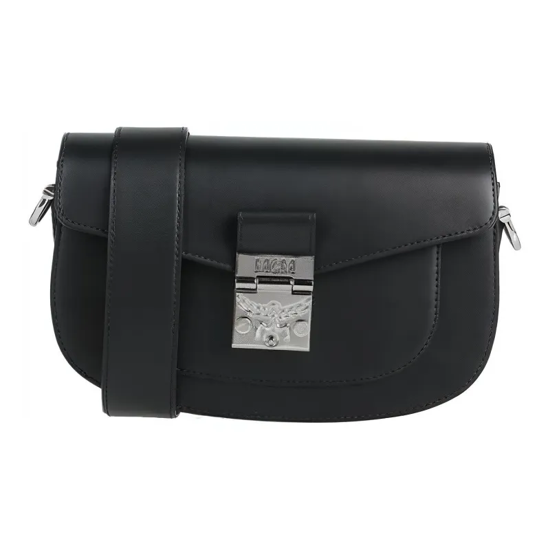 MCM Patricia Visetos Cowhide Leather Shoulder Bag, Crossbody Bag Women's Black-0