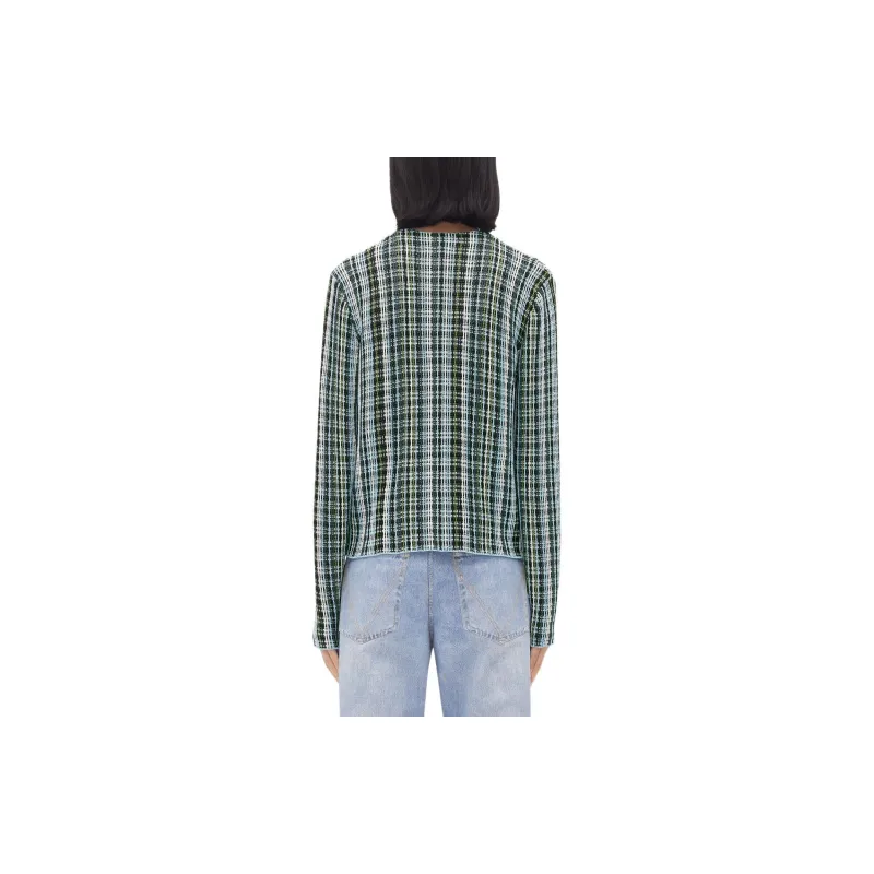 Bottega Veneta Checked Round Neck Cardigan-1