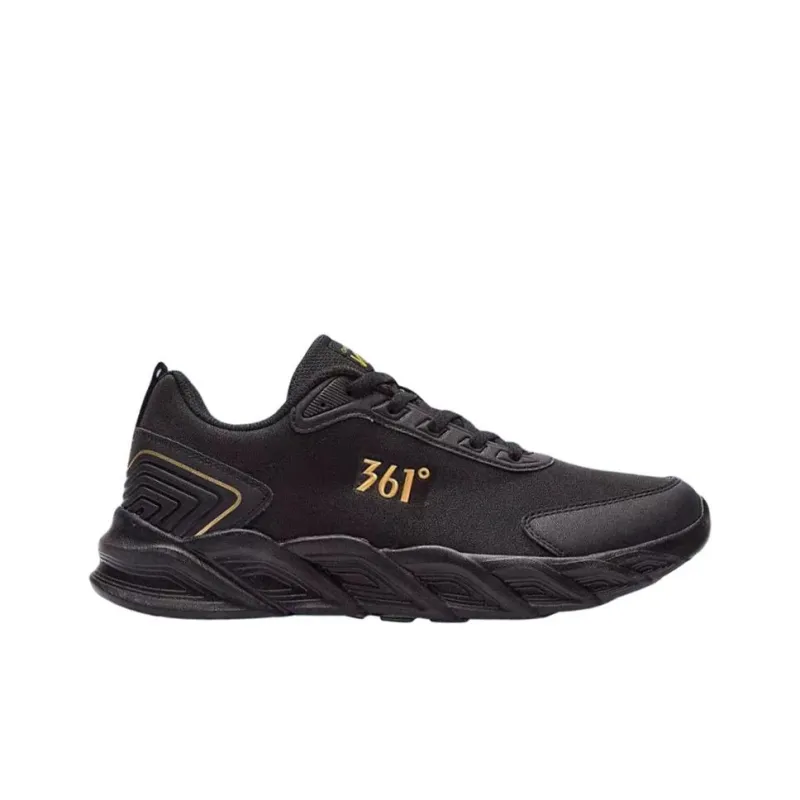 361° Anti-Slip Wear-Resistant Low-Top Running Shoes Men's Black Gold-1