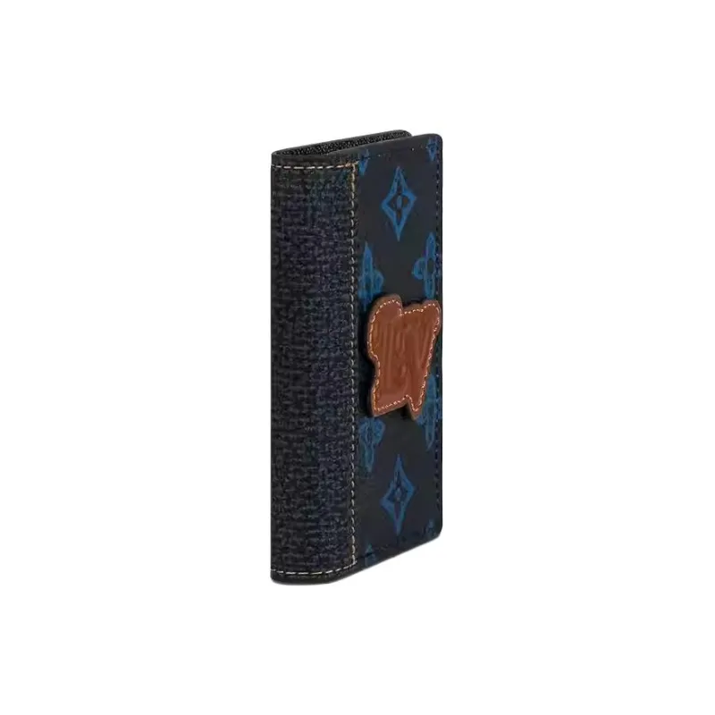 LOUIS VUITTON Cow Leather Card Holder, Wallet Men's Blue-1
