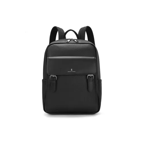 ROBERTA DI CAMERINO Cow Leather Travel Backpack, Commute Students Backpack, 14 Inch Laptop From bag Tubas Men's Black