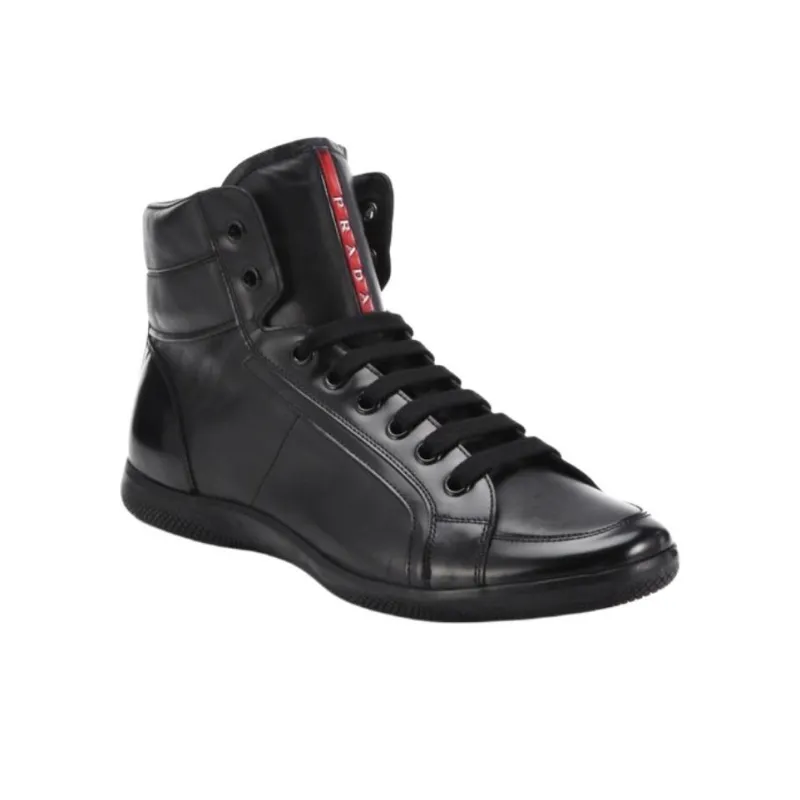 PRADA High Top Casual Shoes Men's Black-4