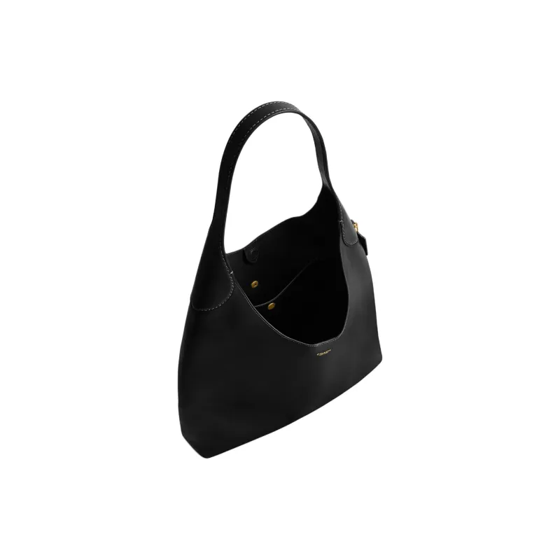 COACH Brooklyn Grain Leather Hobo Bag, Handbag, Shoulder Bag Large Size Women's Brass & Black-2