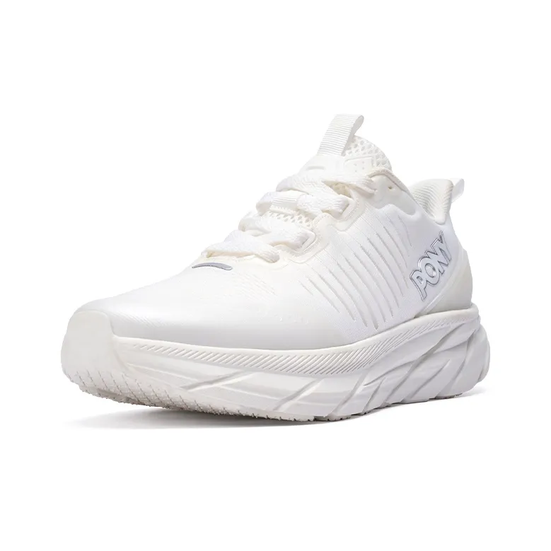 PONY Durable Breathable Low Top Running Shoes Unisex White-1